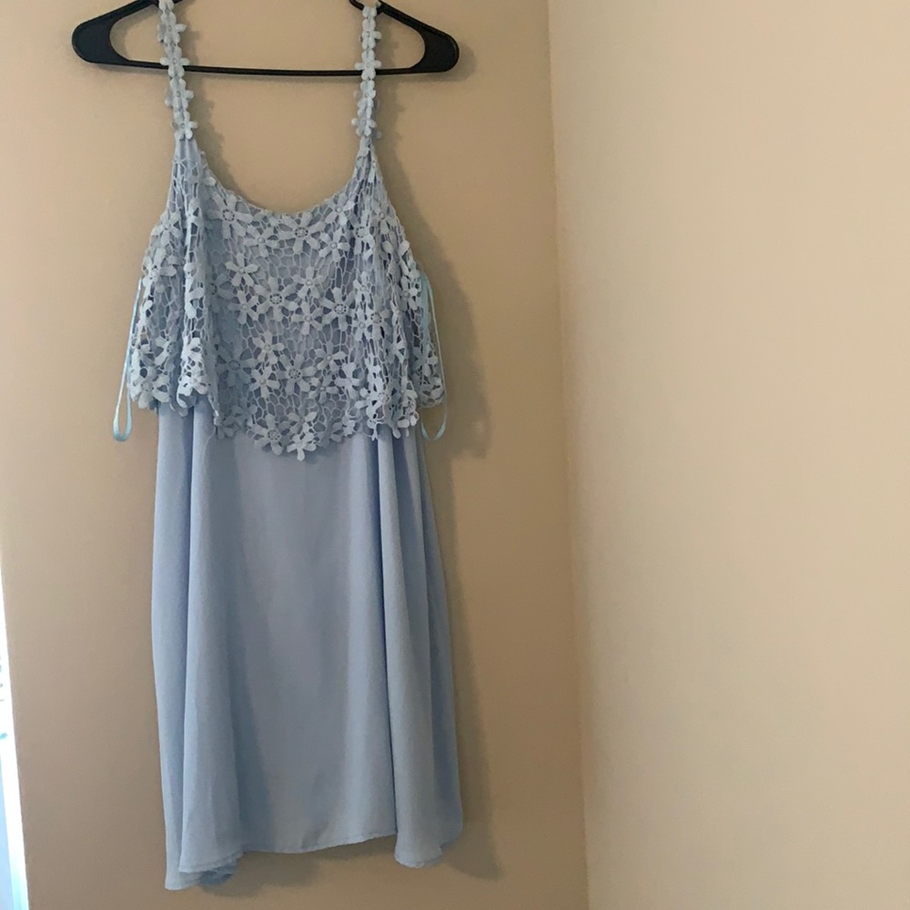Blue dress with lace top
